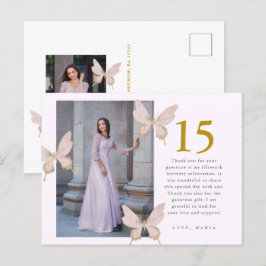 Postal Bonito Mariposas Dos Foto Quinceanera Gracias