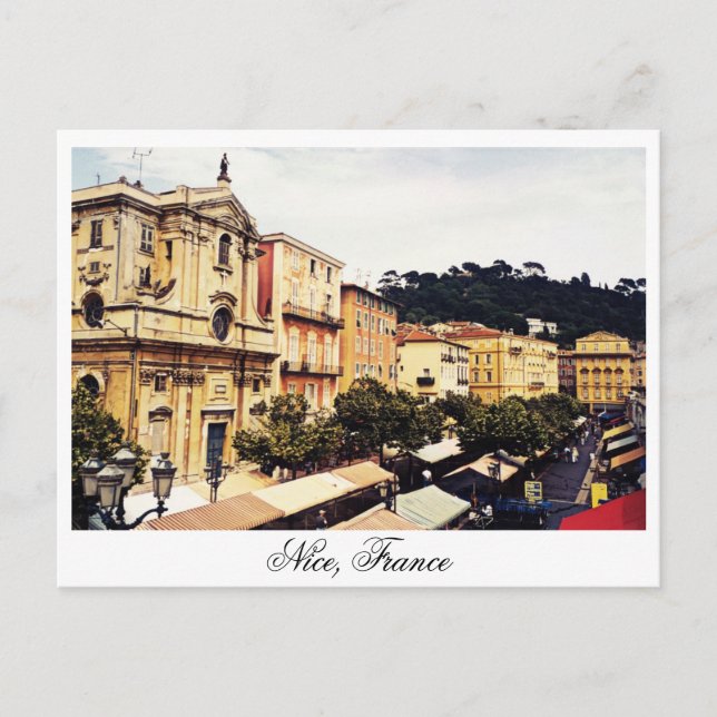 Postal Bonito mercado abierto, Provenza Francia (Anverso)