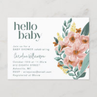 Bonito Mint Sage Pink Floral Hola Baby Shower