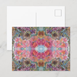 Postal Bonito Moda Flor Jardín acuático Pintado