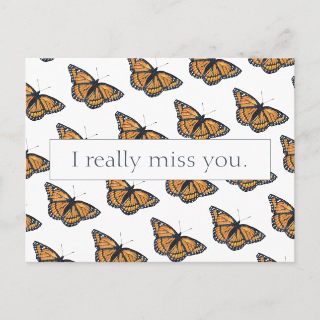 Postal Bonito Monarch Butfly Pattern Missing You (Anverso)