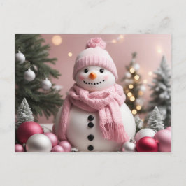 Postal Bonito Navidades rosados Snowman