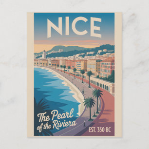 Postal Bonito paisaje urbano retro de Niza Francia Viajes