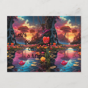 Postal bonito paisajística de placa,