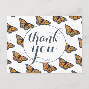 Postal Bonito Patrón de mariposa monarca Gracias