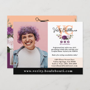 Postal Bonito Peach Floral Salon Stylist Photo Marketing