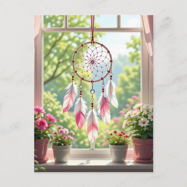 Postal Bonito Pink Dreamcatcher and Plants Window Sill (Anverso)