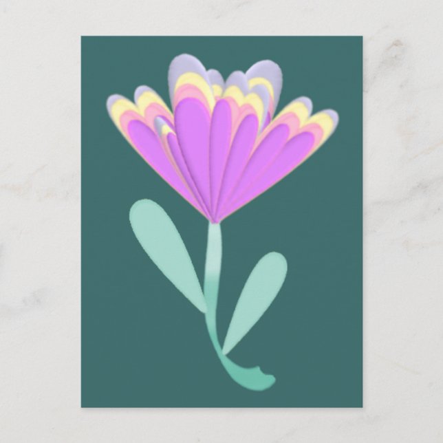 Postal Bonito Púrpura Flor (Anverso)
