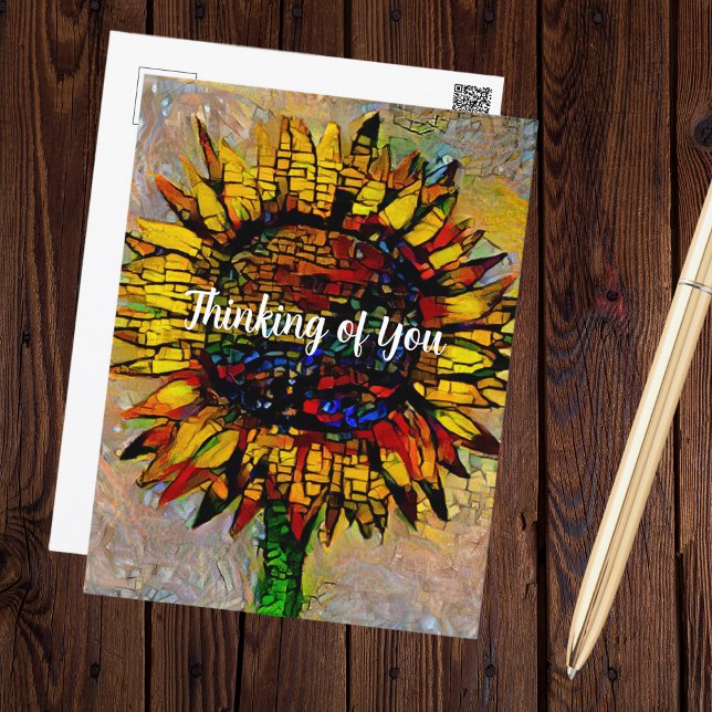 Postal Bonito Resumen Pintura de girasol (Customizable Sunflower Post Card)