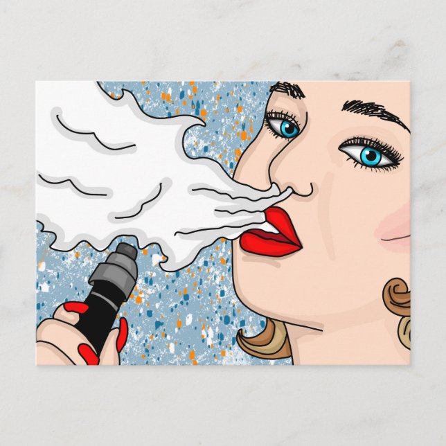 Postal Bonito Retro Lady Vaping (Anverso)