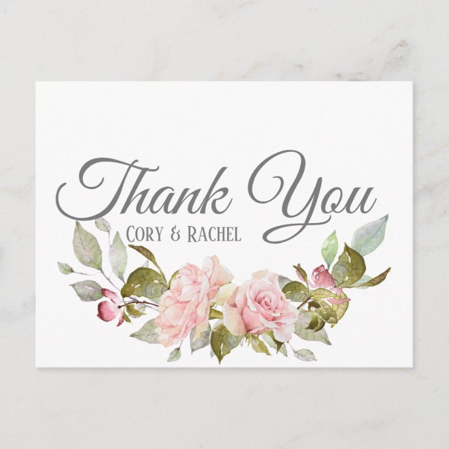 Postal Bonito Rosa Bouquet en gracias (Anverso)