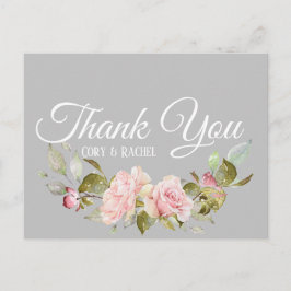 Postal Bonito Rosa Bouquet en gris gracias