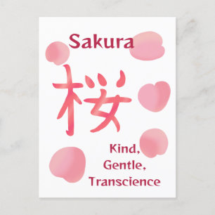 Postal Bonito Sakura Kanji con Hanakotoba