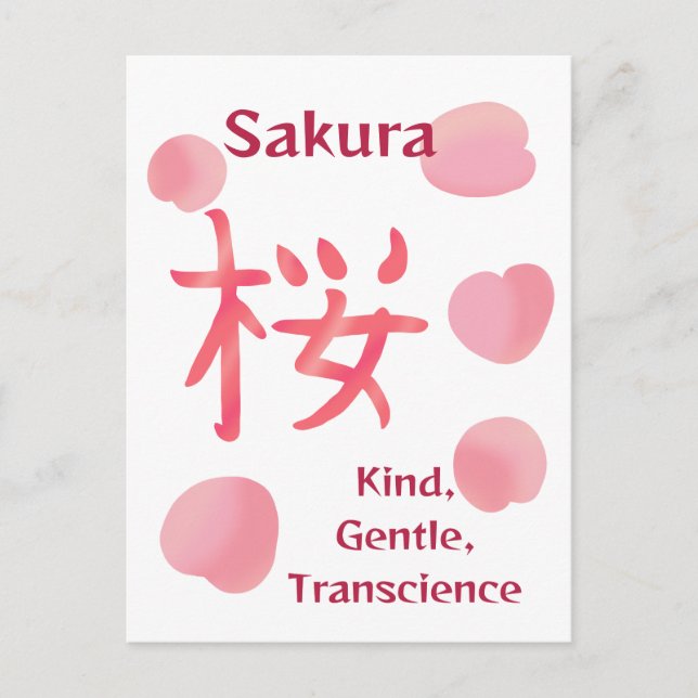 Postal Bonito Sakura Kanji con Hanakotoba (Anverso)
