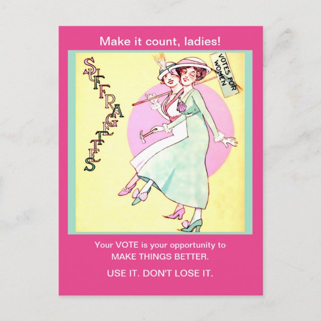 Postal Bonito Suffragette Mujeres votantes añada alterada (Anverso)