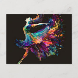 Postal Bonito Surreal Color Splash Dancing Ballerina