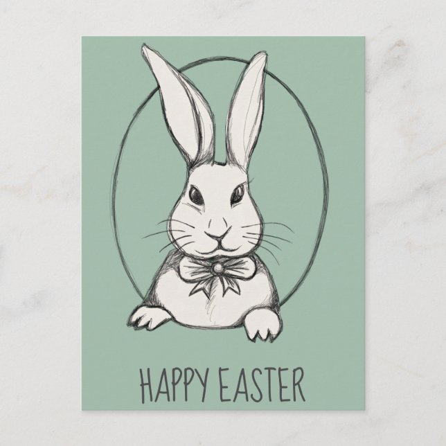 Postal Bonito y divertida cosecha Feliz Conejo de Pascua  (Anverso)
