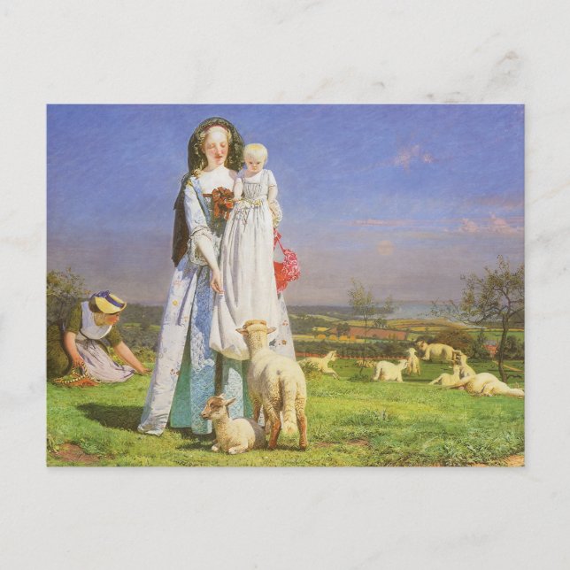Postal Bonitos Baa Lambs de Ford Madox Brown (Anverso)