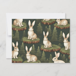 Postal Bonitos Bunnids Divertidos Sobre El Fondo Eververd