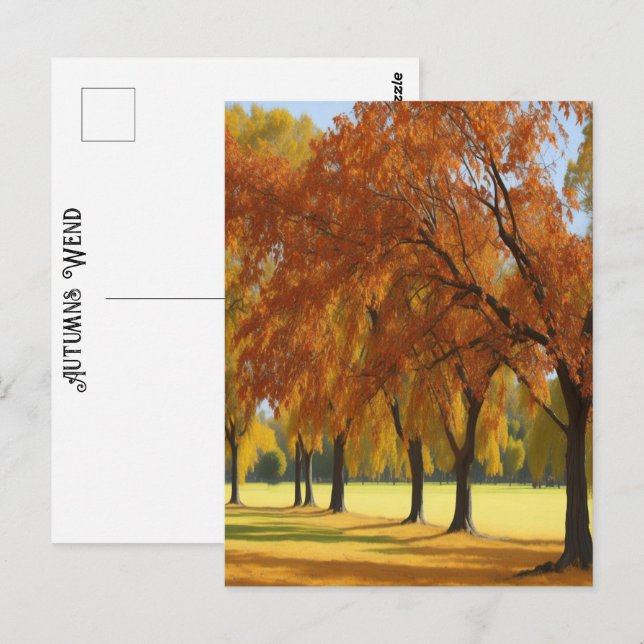 Postal Bonitos del borde de Pecan Grove Otoño Con Arte Si (Anverso / Reverso)