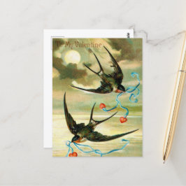 Postal bonitos pájaros de San Valentín