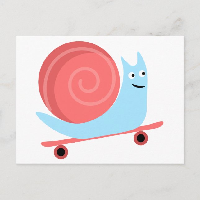 Postal Bonitos paseos en caracol en patineta (Anverso)