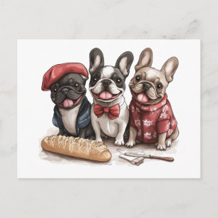 Postal Bonjour Bulldogs Franceses