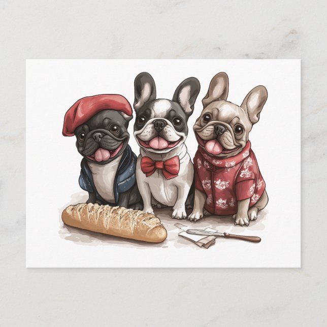 Postal Bonjour Bulldogs Franceses (Anverso)