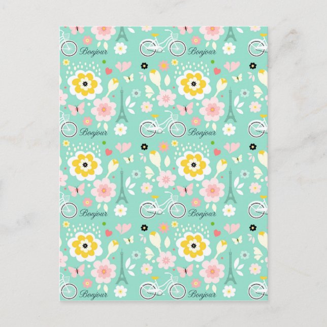 Postal Bonjour Paris Eiffel Tower Design (Anverso)