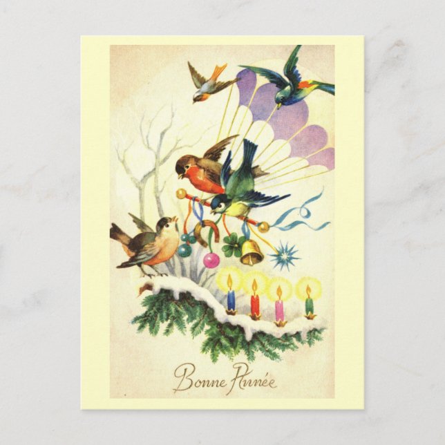 Postal Bonne Annee New Year Colorful Vintage Holid. (Anverso)