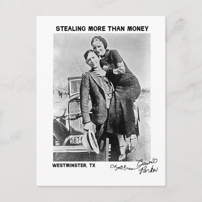 Postal Bonnie & Clyde en Westminster (Texas) (Anverso)