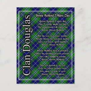 Postal Bonnie Scotland I Adore The Clan Douglas Tartán