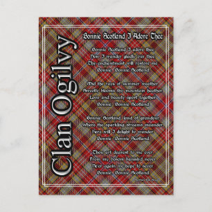 Postal Bonnie Scotland I Adore The Clan Ogilvy Tartan