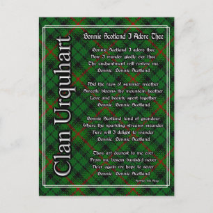 Postal Bonnie Scotland I Adore The Clan Urquhart Tartán