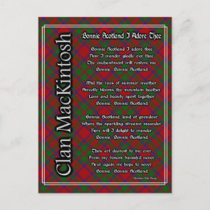 Postal Bonnie Scotland I Adore The MacKintosh Tartan