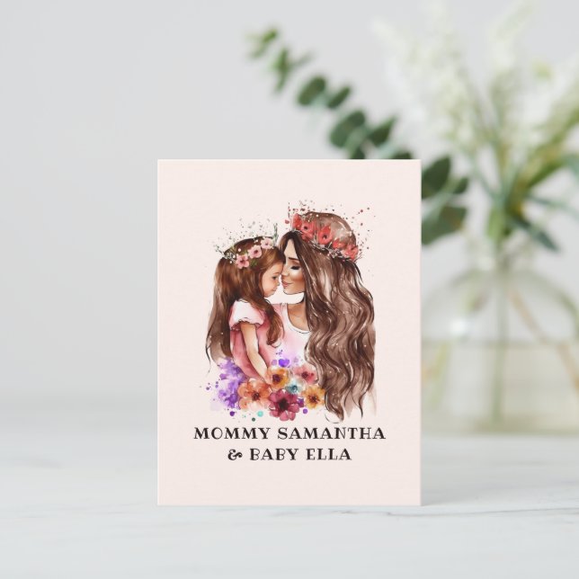 Postal Bono de mamá y hija Adorable (6) (Anverso de pie)