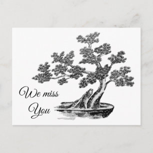 Postal Bonsai - Estilo chino - blanco y negro