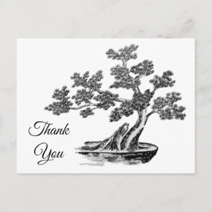 Postal Bonsai - Estilo chino - blanco y negro