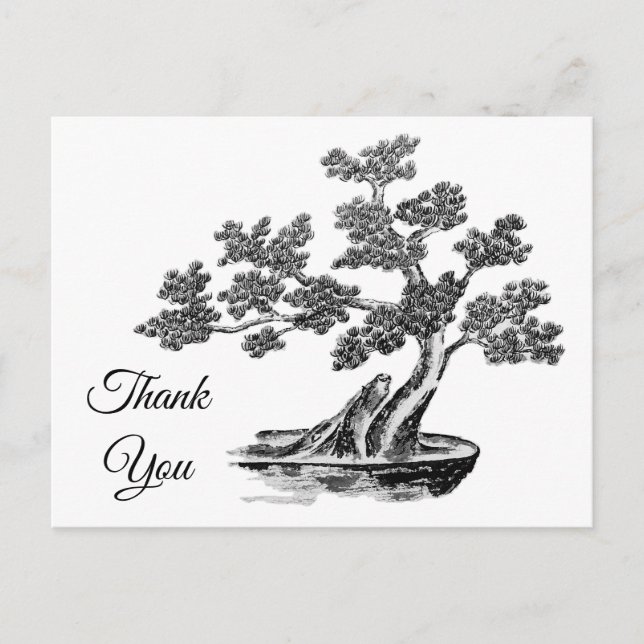 Postal Bonsai - Estilo chino - blanco y negro (Anverso)