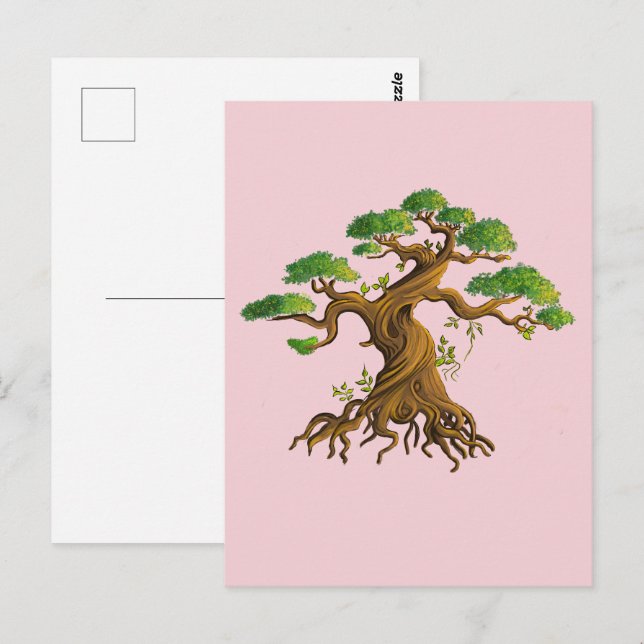 Postal Bonzaï géant en dessin couleurs (Anverso / Reverso)