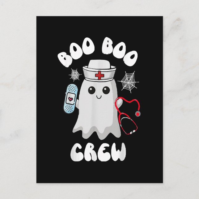 Postal Boo Boo Crew Cute Enfermera Famosa Halloween (Anverso)