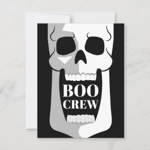 Postal Boo Crew Skull Halloween Black and White Spookie