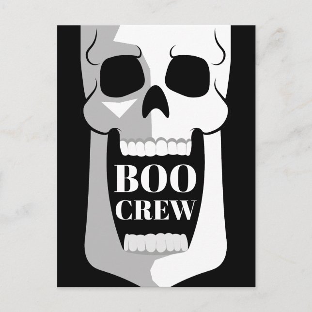 Postal Boo Crew Skull Halloween Black and White Spookie (Anverso)