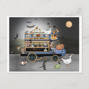 Postal ¡Boo de Halloween! Autobús