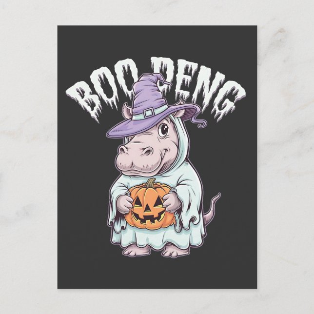 Postal Boo deng Spooky Halloween Moo Deng Baby Hippo (Anverso)