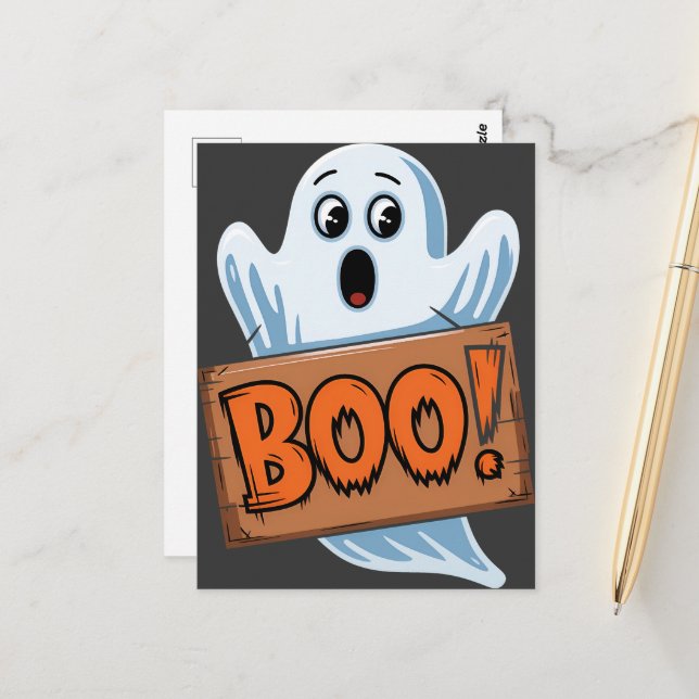 Postal Boo Fantôme d'halloween (Anverso/Reverso In Situ)