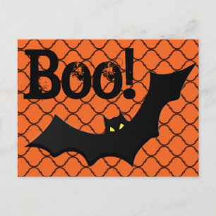 Postal ¡Boo! Halloween de enlace en cadena y bat