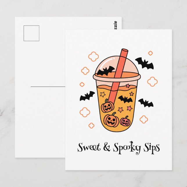 Postal Boo Kawaii, adorable halloween espeluznante (Anverso / Reverso)