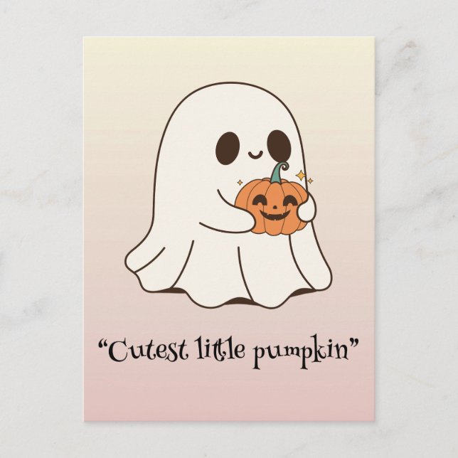 Postal Boo Kawaii, adorable halloween espeluznante (Anverso)