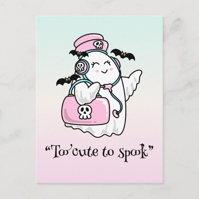 Postal Boo Kawaii, adorable halloween espeluznante (Anverso)